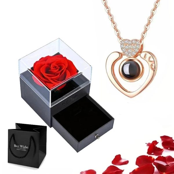 Projection Necklace Set With Rose Gift Box Projection Necklace Set With Rose Gift Box