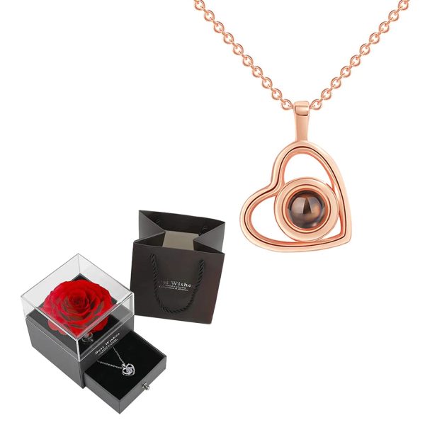 Projection Necklace Set With Rose Gift Box Projection Necklace Set With Rose Gift Box