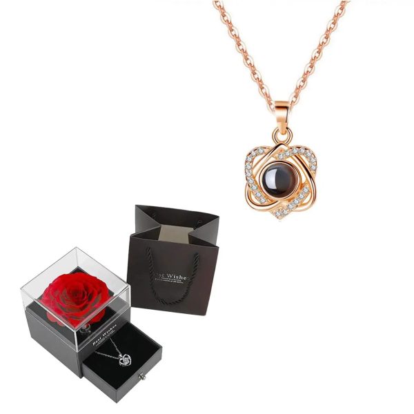 Projection Necklace Set With Rose Gift Box Projection Necklace Set With Rose Gift Box