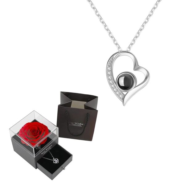Projection Necklace Set With Rose Gift Box Projection Necklace Set With Rose Gift Box