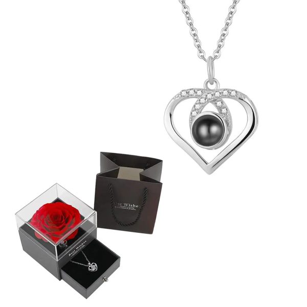 Projection Necklace Set With Rose Gift Box Projection Necklace Set With Rose Gift Box
