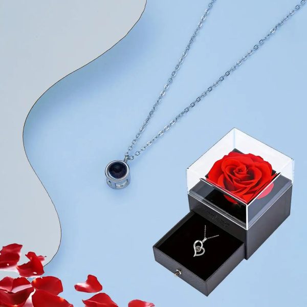Projection Necklace Set With Rose Gift Box Projection Necklace Set With Rose Gift Box