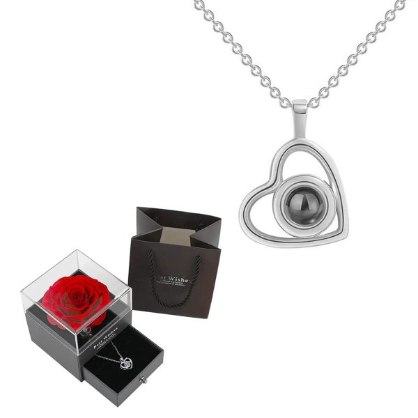 Projection Necklace Set With Rose Gift Box Projection Necklace Set With Rose Gift Box