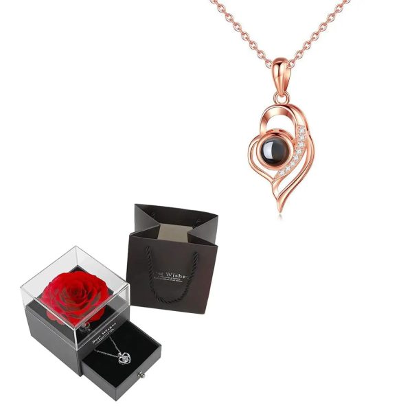 Projection Necklace Set With Rose Gift Box Projection Necklace Set With Rose Gift Box