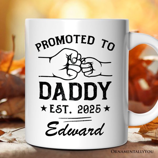 Promoted to Daddy Est. 2025 Personalized Mug, Dad Pregnancy Announcement Gift with Custom Name Promoted to Daddy Est. 2025 Personalized Mug, Dad Pregnancy Announcement Gift with Custom Name