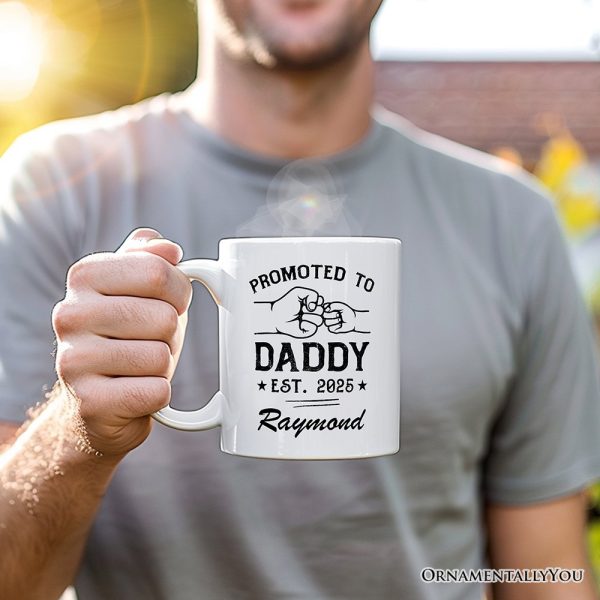 Promoted to Daddy Est. 2025 Personalized Mug, Dad Pregnancy Announcement Gift with Custom Name Promoted to Daddy Est. 2025 Personalized Mug, Dad Pregnancy Announcement Gift with Custom Name