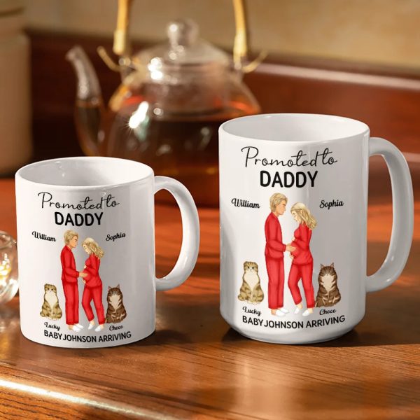 Promoted To Mommy & Daddy Baby Arriving - Personalized White Edge-to-Edge Mug Promoted To Mommy & Daddy Baby Arriving - Personalized White Edge-to-Edge Mug