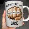 Protected By Dad Clutched Fist Design - Personalized Custom Coffee Mug - DAD264_MG Protected By Dad Clutched Fist Design - Personalized Custom Coffee Mug - DAD264_MG