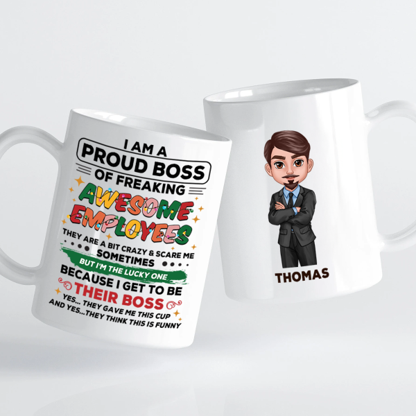 Proud Boss Of Freaking Awesome Employees Personalized Mug, Funny Christmas Gift For Boss Proud Boss Of Freaking Awesome Employees Personalized Mug, Funny Christmas Gift For Boss