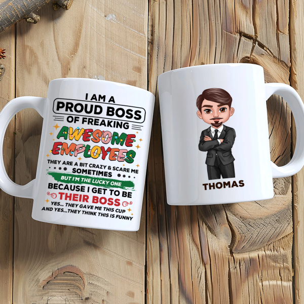 Proud Boss Of Freaking Awesome Employees Personalized Mug, Funny Christmas Gift For Boss Proud Boss Of Freaking Awesome Employees Personalized Mug, Funny Christmas Gift For Boss