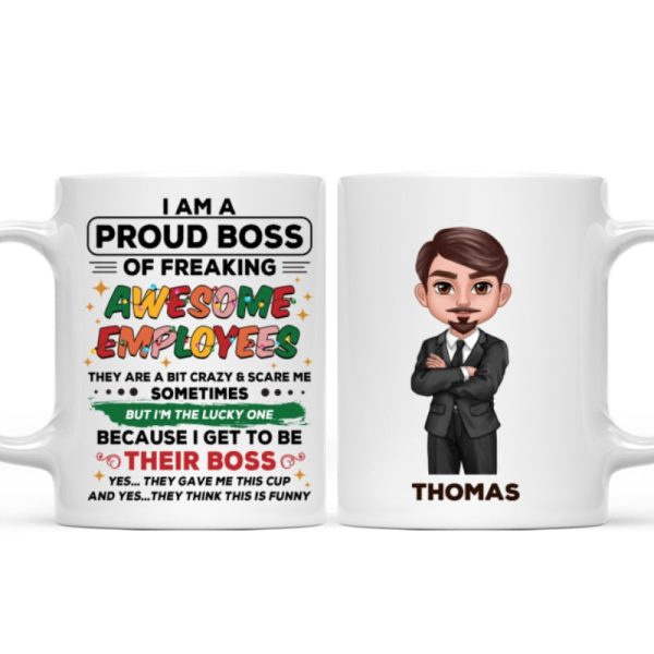 Proud Boss Of Freaking Awesome Employees Personalized Mug, Funny Christmas Gift For Boss Proud Boss Of Freaking Awesome Employees Personalized Mug, Funny Christmas Gift For Boss