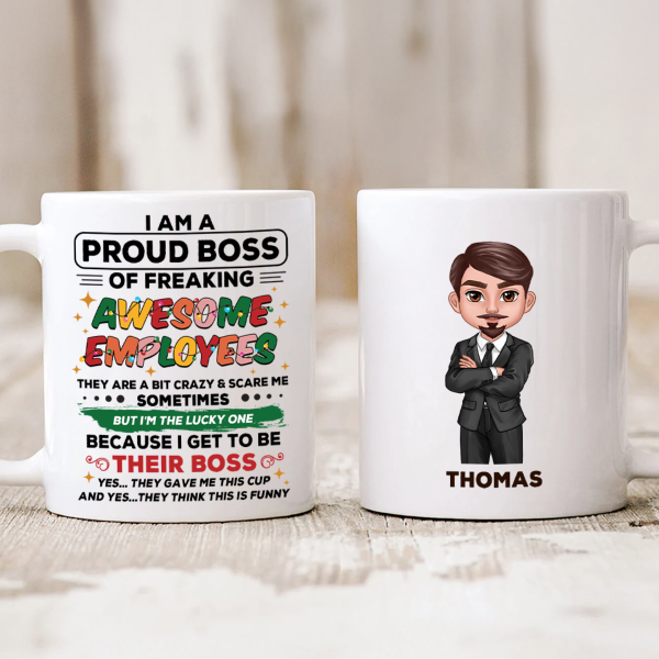 Proud Boss Of Freaking Awesome Employees Personalized Mug, Funny Christmas Gift For Boss Proud Boss Of Freaking Awesome Employees Personalized Mug, Funny Christmas Gift For Boss