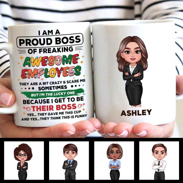 Proud Boss Of Freaking Awesome Employees Personalized Mug, Funny Christmas Gift For Boss Proud Boss Of Freaking Awesome Employees Personalized Mug, Funny Christmas Gift For Boss