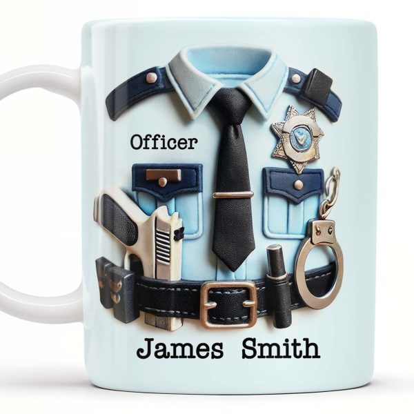 Proud Dad Of Brave Officer, Bold Text Design - Personalized Custom Coffee Mug - OFC003_MG