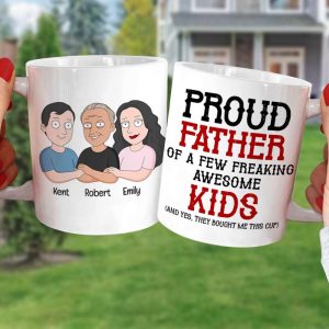 Proud Father And Dumb Kid- Personalized Coffee Mug- Gift For Dad- Dad Cartoon Mug-DR-WHM-06dnqn180423