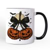 Pumpkin Cherries Coquette Bow Personalized Mug, Retro Halloween Gift with Custom Name Pumpkin Cherries Coquette Bow Personalized Mug, Retro Halloween Gift with Custom Name