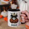 Pumpkin Cherries Coquette Bow Personalized Mug, Retro Halloween Gift with Custom Name Pumpkin Cherries Coquette Bow Personalized Mug, Retro Halloween Gift with Custom Name