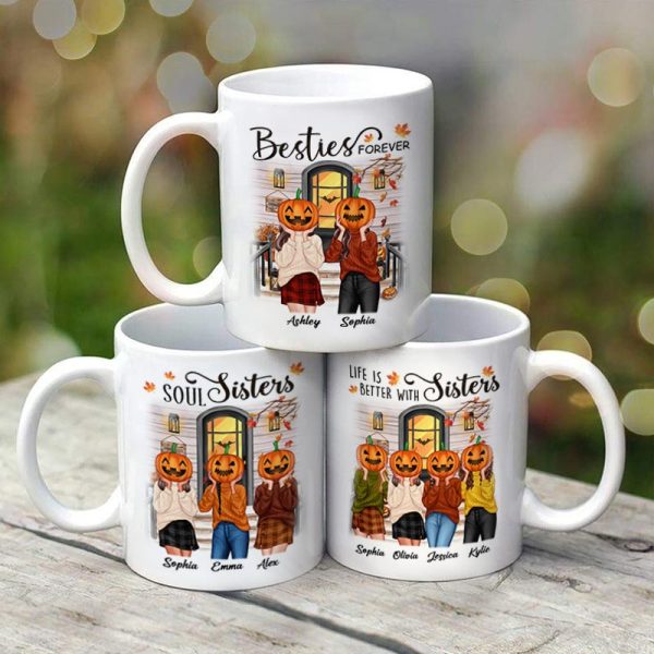 Pumpkin Head Best Friends Sisters Fall Season Front Porch Personalized Mug (11oz) Pumpkin Head Best Friends Sisters Fall Season Front Porch Personalized Mug (11oz)