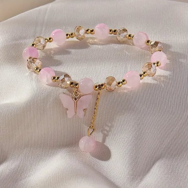 Purple Butterfly Beaded Stretch Bracelet Purple Butterfly Beaded Stretch Bracelet