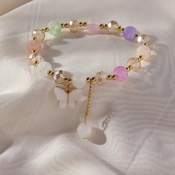 Purple Butterfly Beaded Stretch Bracelet Purple Butterfly Beaded Stretch Bracelet