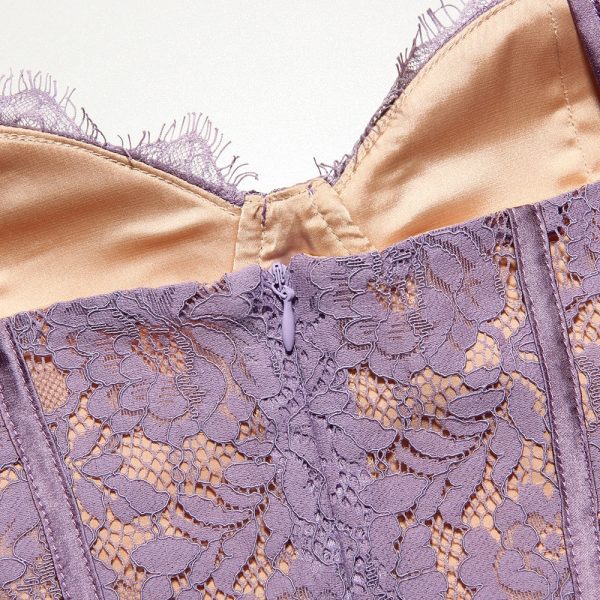 Purple Lace Sleeveless Backless Mini Dress Purple Lace Sleeveless Backless Mini Dress