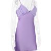Purple Satin Back Bow Tie-Up Mini Dress Purple Satin Back Bow Tie-Up Mini Dress