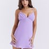 Purple Satin Back Bow Tie-Up Mini Dress Purple Satin Back Bow Tie-Up Mini Dress