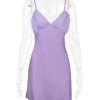 Purple Satin Back Bow Tie-Up Mini Dress Purple Satin Back Bow Tie-Up Mini Dress