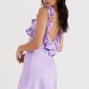Purple Satin Frill Mini Dress Purple Satin Frill Mini Dress