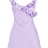 Purple Satin Frill Mini Dress Purple Satin Frill Mini Dress