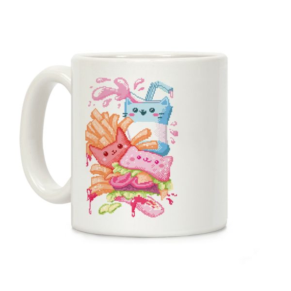 Purrger and fries Pixel Art Coffee Mug Purrger and fries Pixel Art Coffee Mug