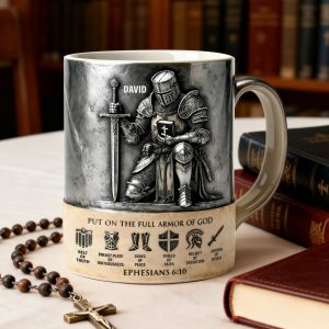 Put On The Full Amor Of God - Personalized White Edge-to-Edge Mug - Gift For Christians | NL122