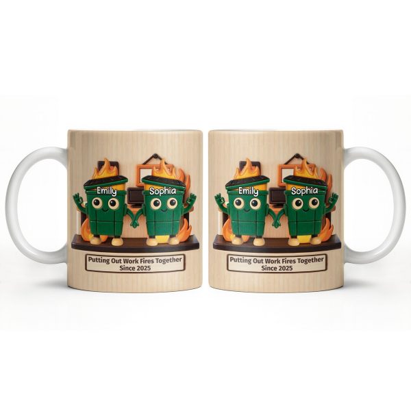 Putting Out Work Fires Together, Cartoon Fire Extinguishers - Personalized Custom Coffee Mug - COL119_MG Putting Out Work Fires Together, Cartoon Fire Extinguishers - Personalized Custom Coffee Mug - COL119_MG