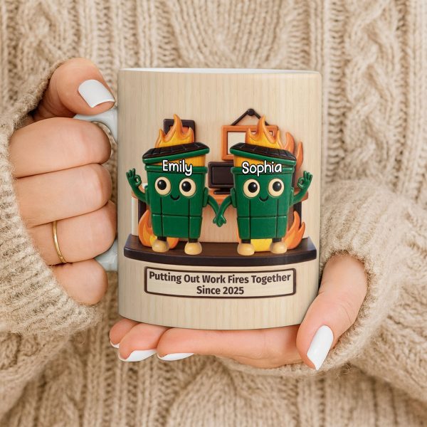 Putting Out Work Fires Together, Cartoon Fire Extinguishers - Personalized Custom Coffee Mug - COL119_MG Putting Out Work Fires Together, Cartoon Fire Extinguishers - Personalized Custom Coffee Mug - COL119_MG