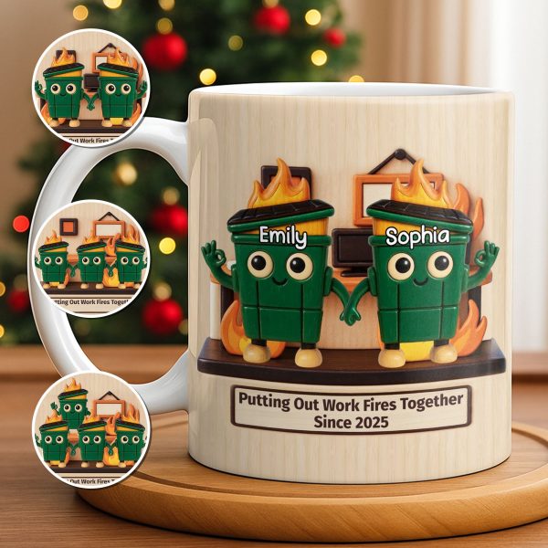 Putting Out Work Fires Together, Cartoon Fire Extinguishers - Personalized Custom Coffee Mug - COL119_MG Putting Out Work Fires Together, Cartoon Fire Extinguishers - Personalized Custom Coffee Mug - COL119_MG