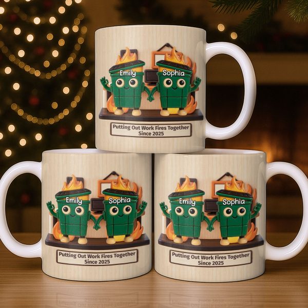 Putting Out Work Fires Together, Cartoon Fire Extinguishers - Personalized Custom Coffee Mug - COL119_MG Putting Out Work Fires Together, Cartoon Fire Extinguishers - Personalized Custom Coffee Mug - COL119_MG