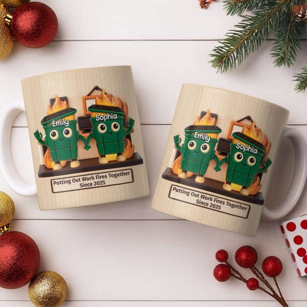 Putting Out Work Fires Together, Cartoon Fire Extinguishers - Personalized Custom Coffee Mug - COL119_MG Putting Out Work Fires Together, Cartoon Fire Extinguishers - Personalized Custom Coffee Mug - COL119_MG