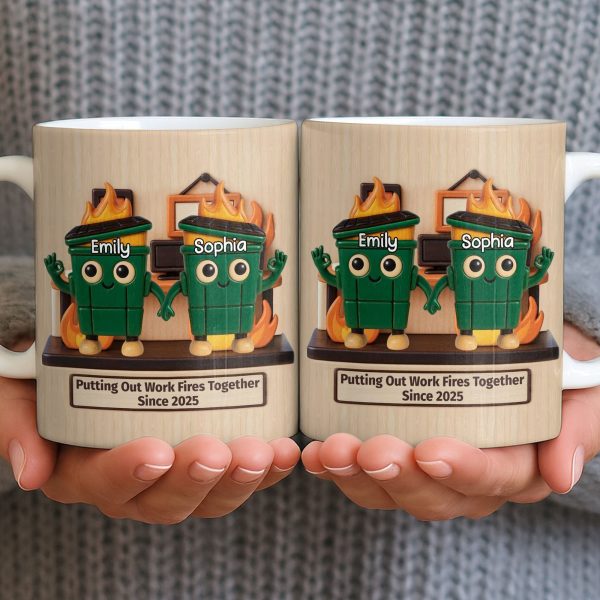Putting Out Work Fires Together, Cartoon Fire Extinguishers - Personalized Custom Coffee Mug - COL119_MG Putting Out Work Fires Together, Cartoon Fire Extinguishers - Personalized Custom Coffee Mug - COL119_MG