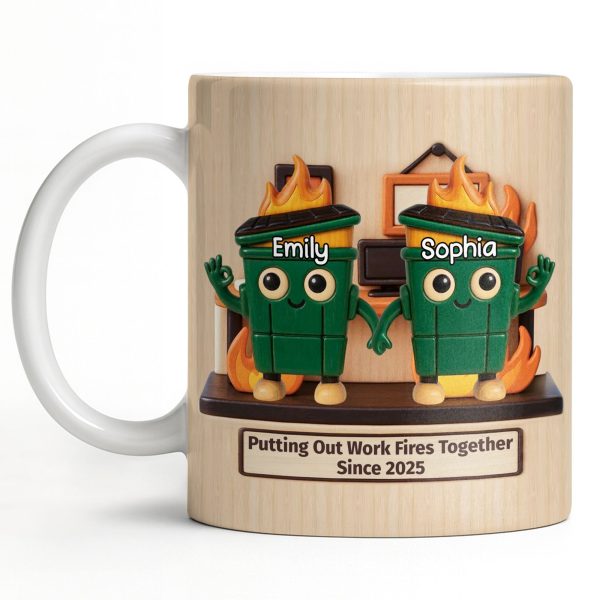 Putting Out Work Fires Together, Cartoon Fire Extinguishers - Personalized Custom Coffee Mug - COL119_MG Putting Out Work Fires Together, Cartoon Fire Extinguishers - Personalized Custom Coffee Mug - COL119_MG
