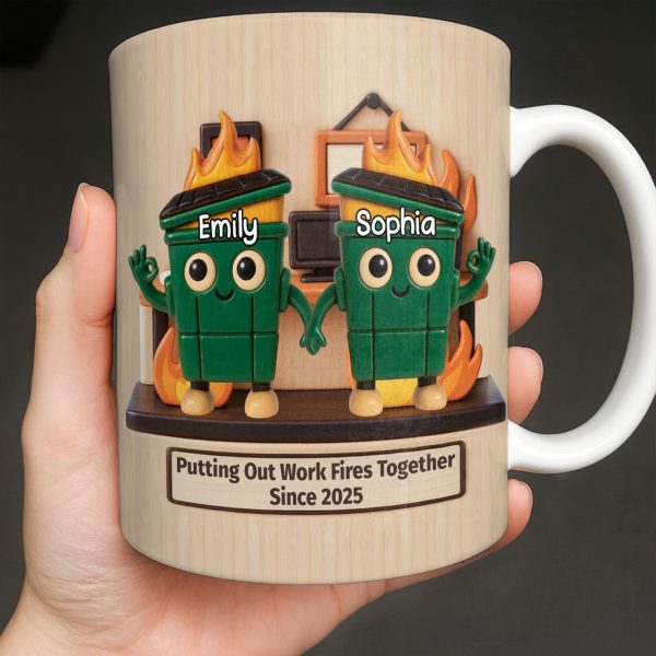 Putting Out Work Fires Together, Cartoon Fire Extinguishers - Personalized Custom Coffee Mug - COL119_MG Putting Out Work Fires Together, Cartoon Fire Extinguishers - Personalized Custom Coffee Mug - COL119_MG