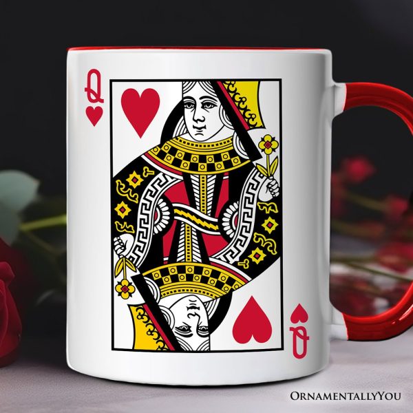Queen of Hearts Card Personalized Mug, Classic Retro Love Valentine Gift with Custom Name Queen of Hearts Card Personalized Mug, Classic Retro Love Valentine Gift with Custom Name