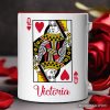 Queen of Hearts Card Personalized Mug, Classic Retro Love Valentine Gift with Custom Name Queen of Hearts Card Personalized Mug, Classic Retro Love Valentine Gift with Custom Name