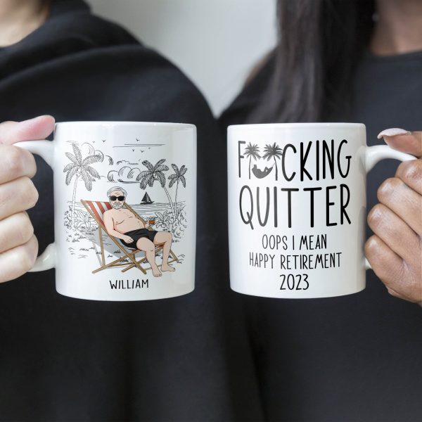 Quitter Oops Mean Happy Retirement - Personalized Mug Quitter Oops Mean Happy Retirement - Personalized Mug