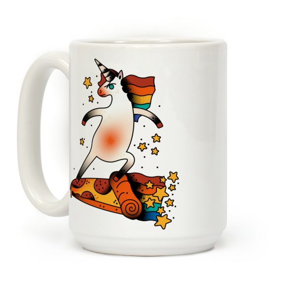 Rad Unicorn Skateboarding a Pizza Tattoo Coffee Mug Rad Unicorn Skateboarding a Pizza Tattoo Coffee Mug