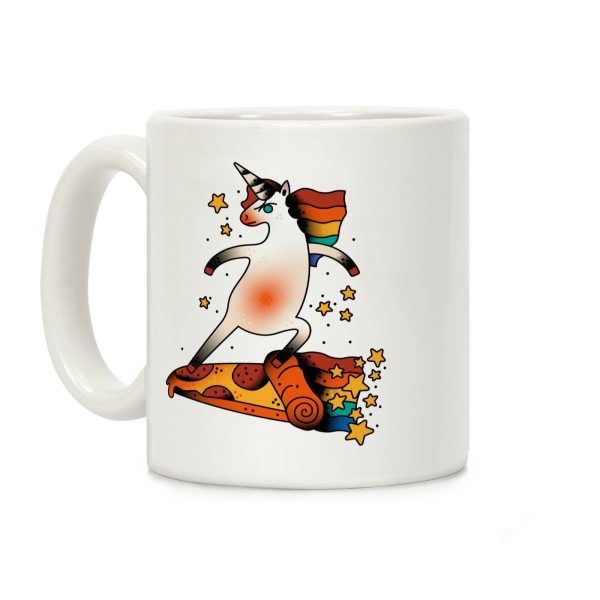 Rad Unicorn Skateboarding a Pizza Tattoo Coffee Mug Rad Unicorn Skateboarding a Pizza Tattoo Coffee Mug