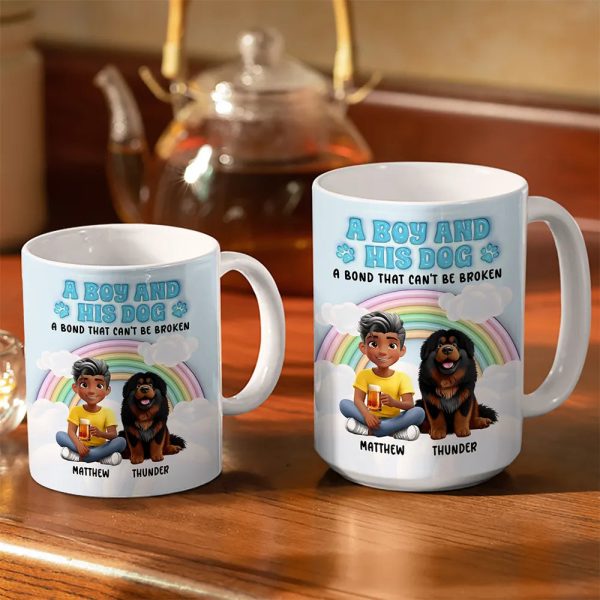 Rainbow A Girl And Her Dogs - 3D Inflated Effect Printed Mug, Personalized White Edge-to-Edge Mug Rainbow A Girl And Her Dogs - 3D Inflated Effect Printed Mug, Personalized White Edge-to-Edge Mug