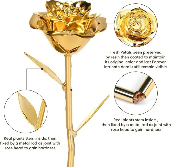 Real 24K Gold Dipped Rose Handmade Luxury Gift Real 24K Gold Dipped Rose Handmade Luxury Gift