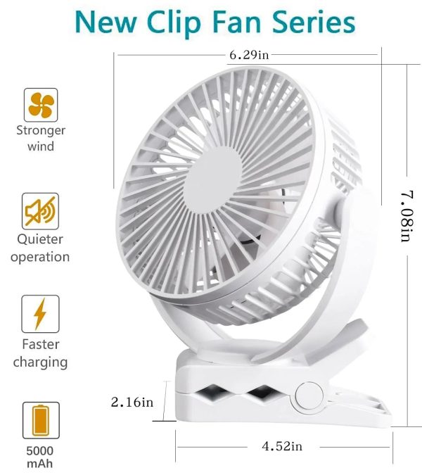 Rechargeable Desk Fan | Portable, Quiet, Clip-On For Home, Office, Outdoor Rechargeable Desk Fan | Portable, Quiet, Clip-On For Home, Office, Outdoor