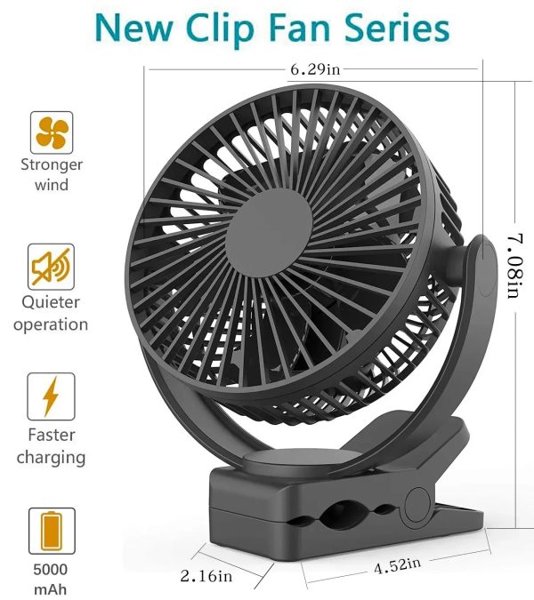 Rechargeable Desk Fan | Portable, Quiet, Clip-On For Home, Office, Outdoor Rechargeable Desk Fan | Portable, Quiet, Clip-On For Home, Office, Outdoor