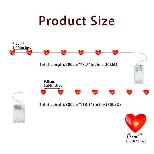 Red Heart LED String Lights for Valentine’s Day Decor Red Heart LED String Lights for Valentine’s Day Decor